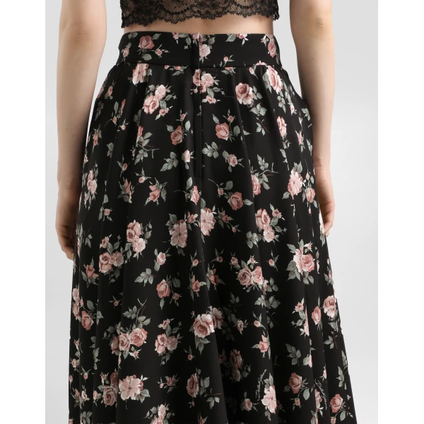 Dolce & Gabbana Vintage roses-print charmeuse circle skirt, view 5
