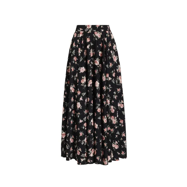 Dolce & Gabbana Vintage roses-print charmeuse circle skirt