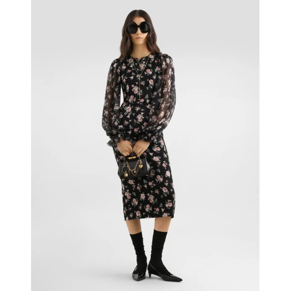 Dolce & Gabbana Vintage roses-print charmeuse dress, view 2