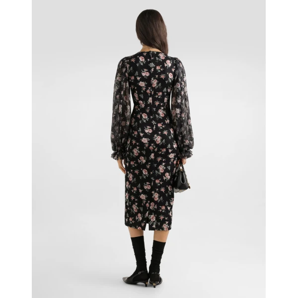 Dolce & Gabbana Vintage roses-print charmeuse dress, view 3