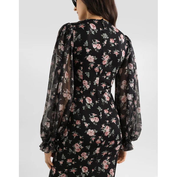 Dolce & Gabbana Vintage roses-print charmeuse dress, view 5