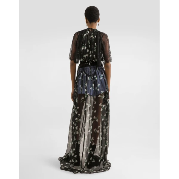 Dolce & Gabbana Violets-print chiffon robe dress, view 5