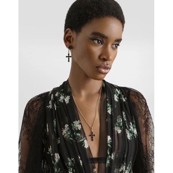 Dolce & Gabbana Violets-print chiffon robe dress, view 6