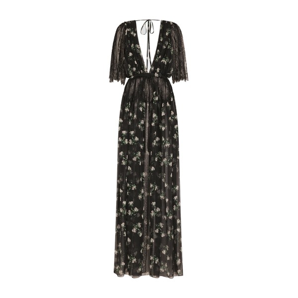 Dolce & Gabbana Violets-print chiffon robe dress