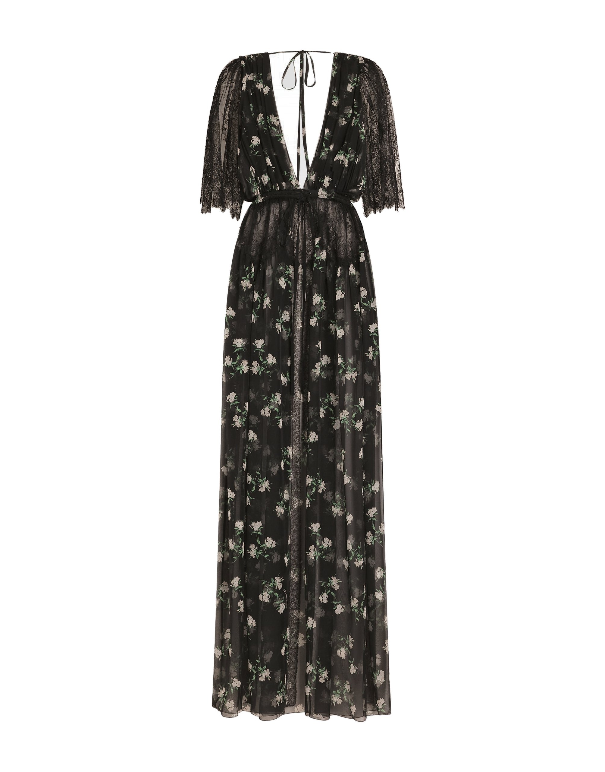 Dolce & Gabbana Violets-print chiffon robe dress