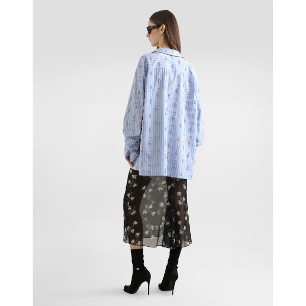 Dolce & Gabbana Violets-print dress with lace insert, view 3