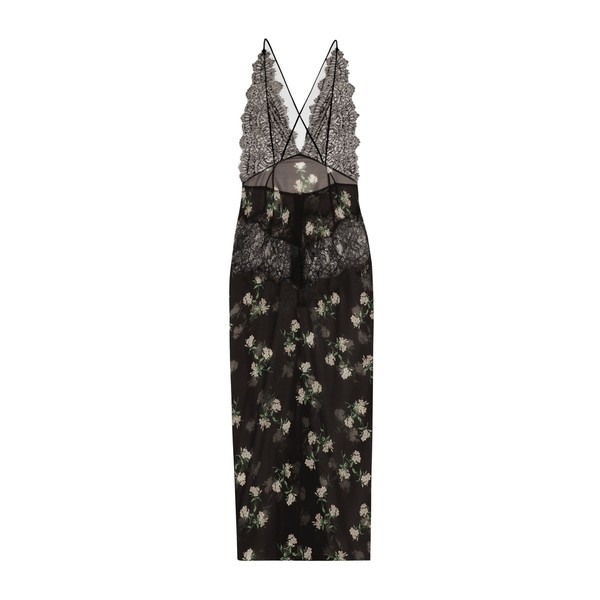 Dolce & Gabbana Violets-print dress with lace insert