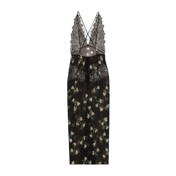 Dolce & Gabbana Violets-print dress with lace insert
