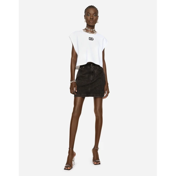Dolce & Gabbana Washed denim miniskirt Skirt, view 2