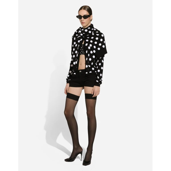 Dolce & Gabbana Wool and silk cardigan with polka-dot inlay, view 2