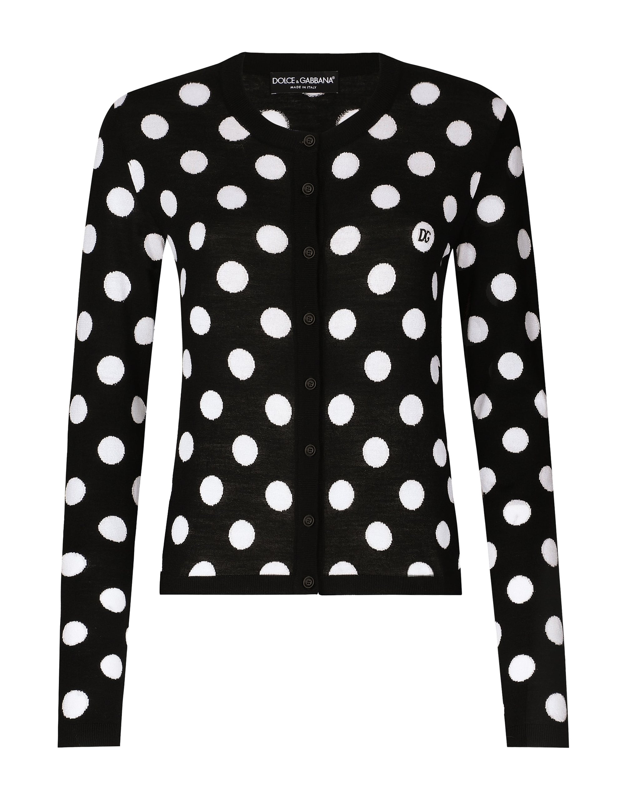Dolce & Gabbana Wool and silk cardigan with polka-dot inlay