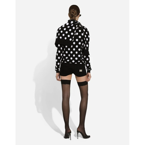 Dolce & Gabbana Wool and silk sweater with polka-dot inlay, view 3