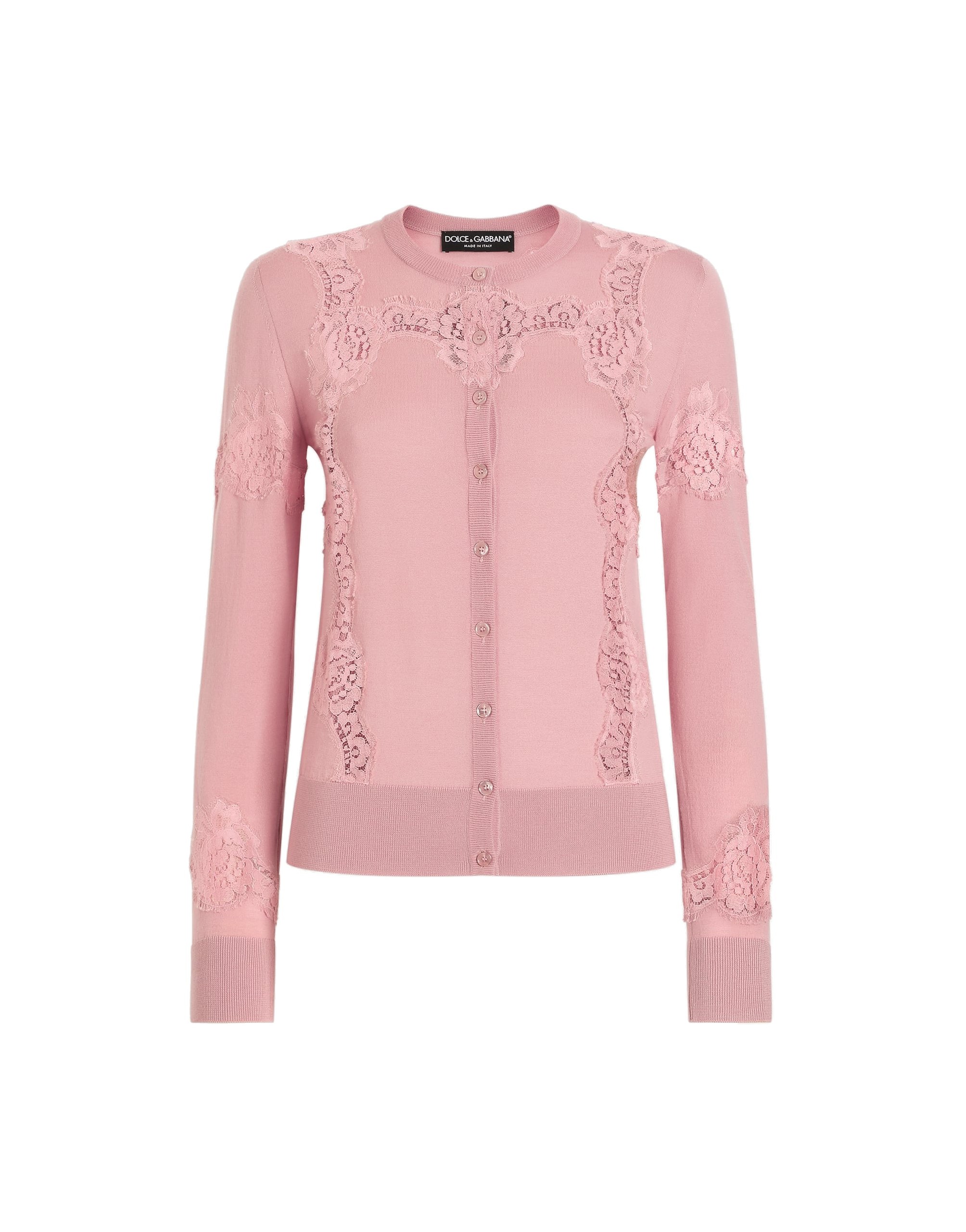Dolce & Gabbana Wool cardigan with lace inlay