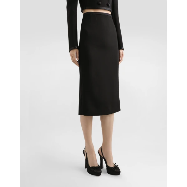 Dolce & Gabbana Wool crepe calf-length pencil dress, view 4