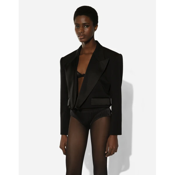 Dolce & Gabbana Wool gabardine Spencer tuxedo jacket, view 5