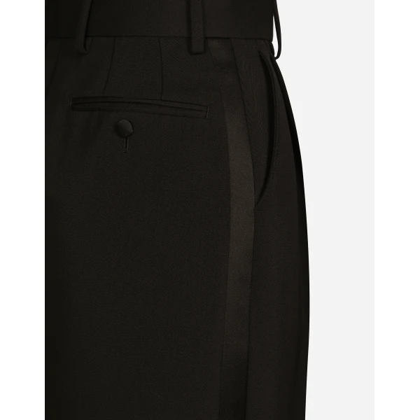 Dolce & Gabbana Wool gabardine calf-length tuxedo pencil skirt, view 6