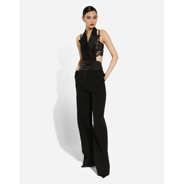 Dolce & Gabbana Wool gabardine tuxedo pants, view 3