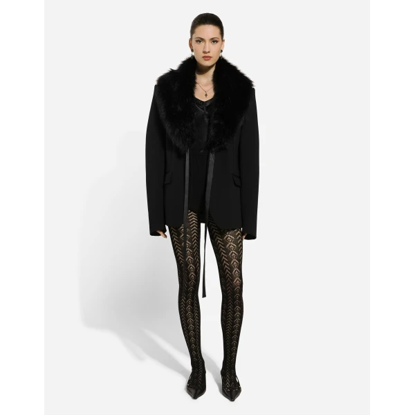 Dolce & Gabbana Wool jacket with faux fur collar, view 2