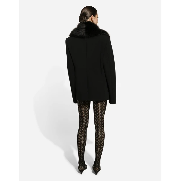 Dolce & Gabbana Wool jacket with faux fur collar, view 3