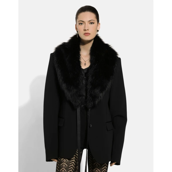 Dolce & Gabbana Wool jacket with faux fur collar, view 4