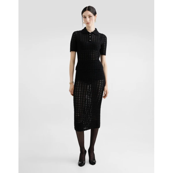 Dolce & Gabbana Wool lace-stitch polo-shirt Top, view 2