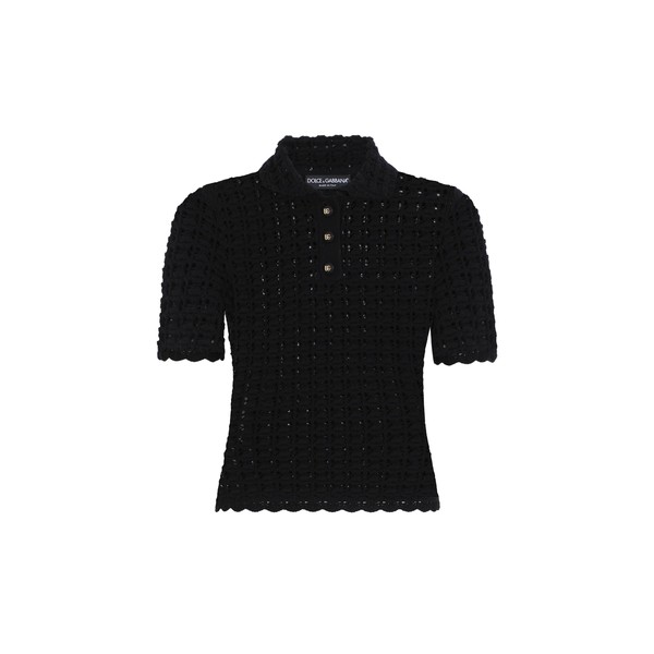 Dolce & Gabbana Wool lace-stitch polo-shirt Top