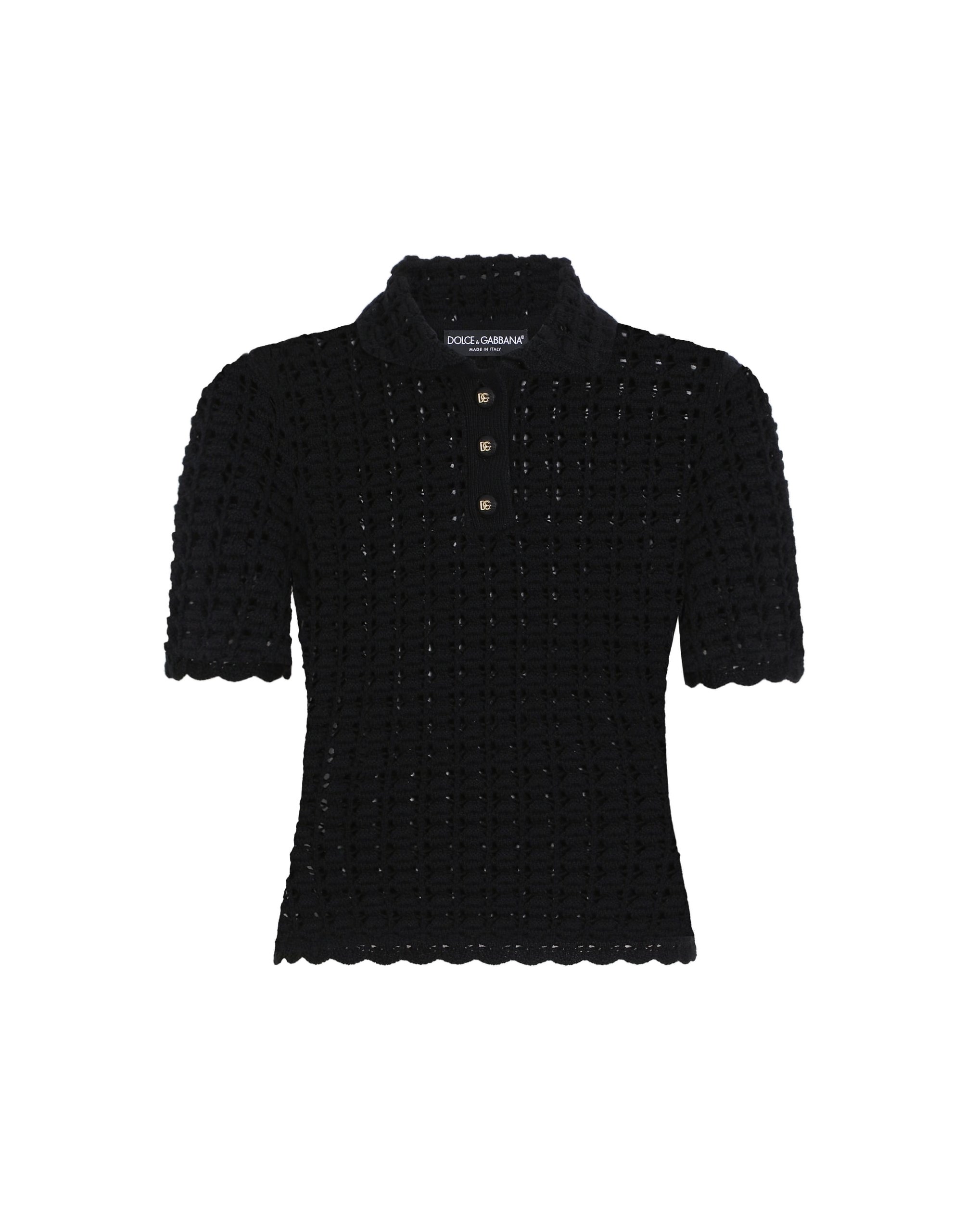 Dolce & Gabbana Wool lace-stitch polo-shirt