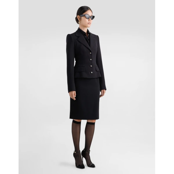 Dolce & Gabbana Wool midi pencil skirt with DG logo, view 2