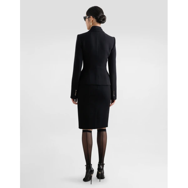 Dolce & Gabbana Wool midi pencil skirt with DG logo, view 3