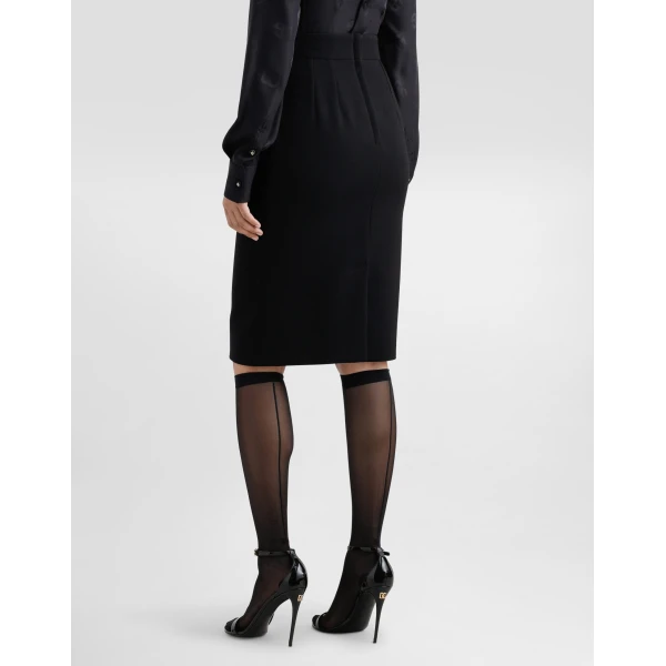 Dolce & Gabbana Wool midi pencil skirt with DG logo, view 4
