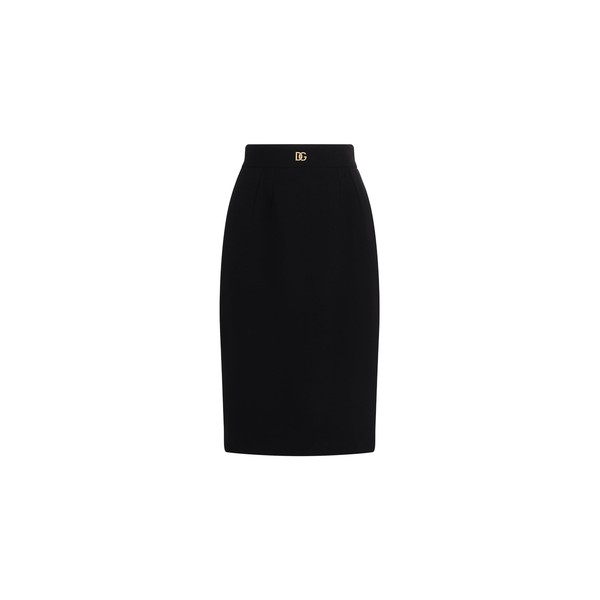 Dolce & Gabbana Wool midi pencil skirt with DG logo