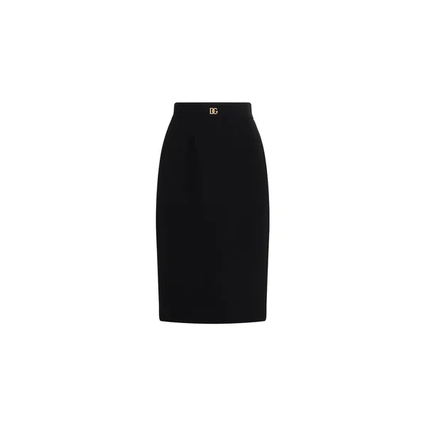Dolce & Gabbana Wool midi pencil skirt with DG logo