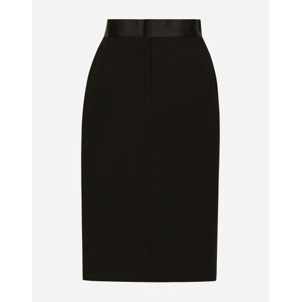 Dolce & Gabbana Wool midi pencil skirt with satin waistband, view 2