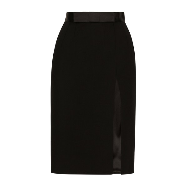 Dolce & Gabbana Wool midi pencil skirt with satin waistband