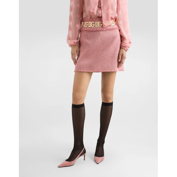 Dolce & Gabbana Wool raschel tweed miniskirt Skirt, view 4