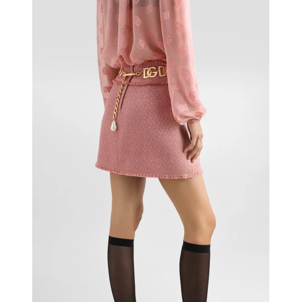Dolce & Gabbana Wool raschel tweed miniskirt Skirt, view 5