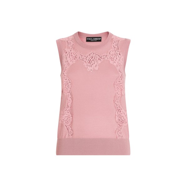 Dolce & Gabbana Wool tank top with lace inlay