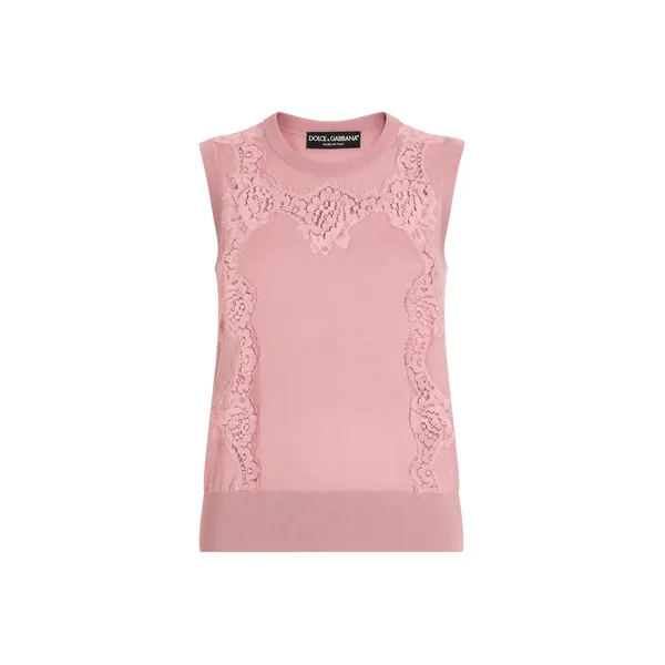 Dolce & Gabbana Wool tank top with lace inlay