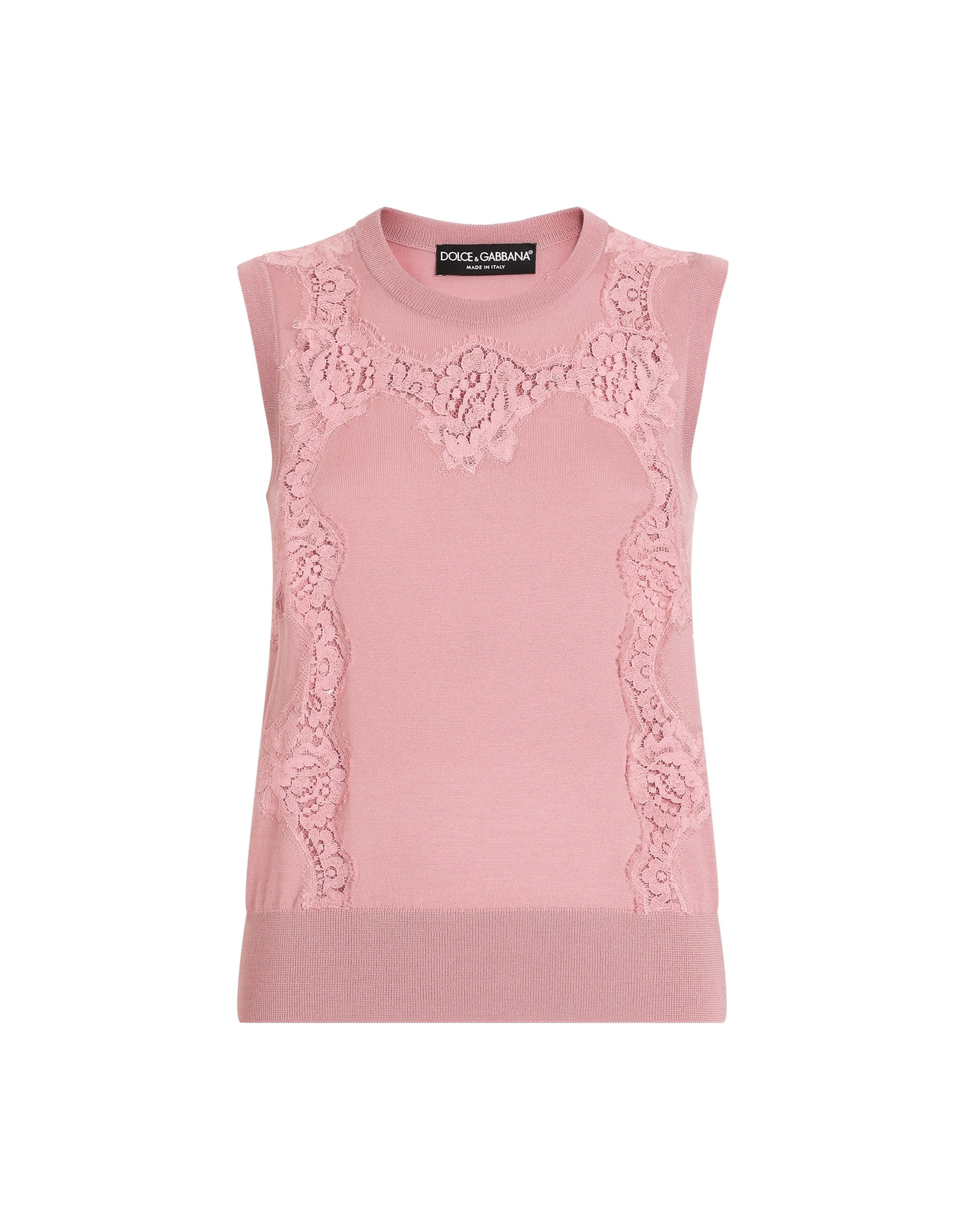Dolce & Gabbana Wool tank top with lace inlay