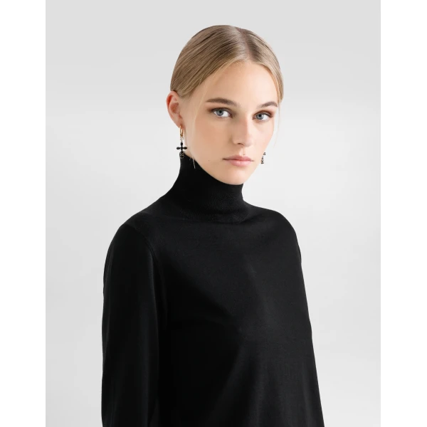 Dolce & Gabbana Wool turtle-neck sweater with DG logo embroidery, view 5