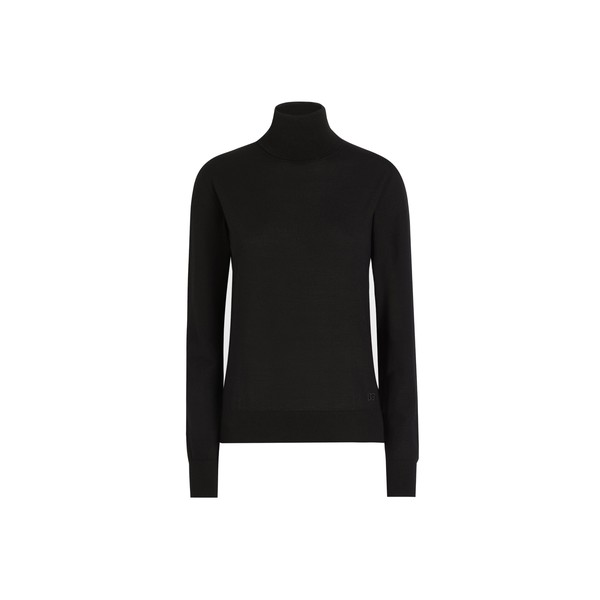 Dolce & Gabbana Wool turtle-neck sweater with DG logo embroidery