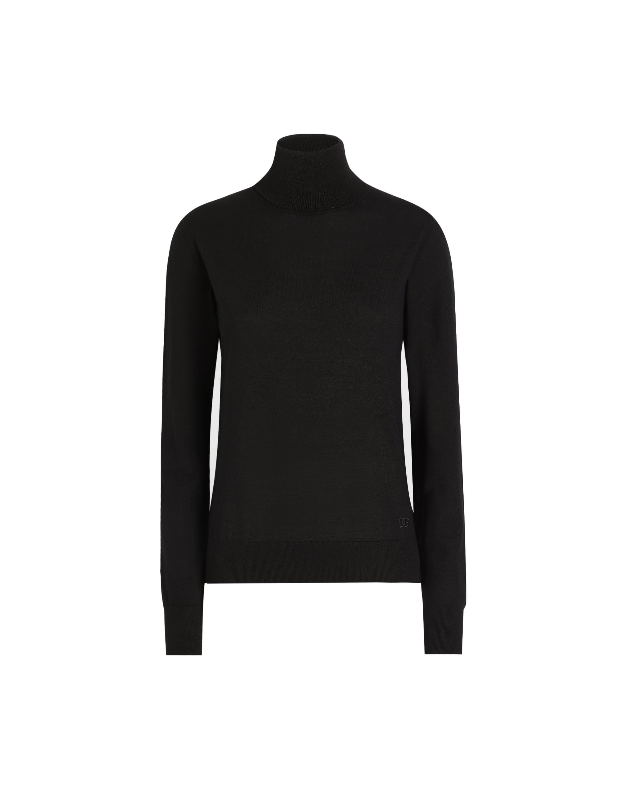 Dolce & Gabbana Wool turtle-neck sweater with DG logo embroidery
