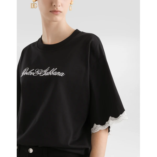 Dolce & Gabbana jersey t-shirt with embroidery Top, view 4