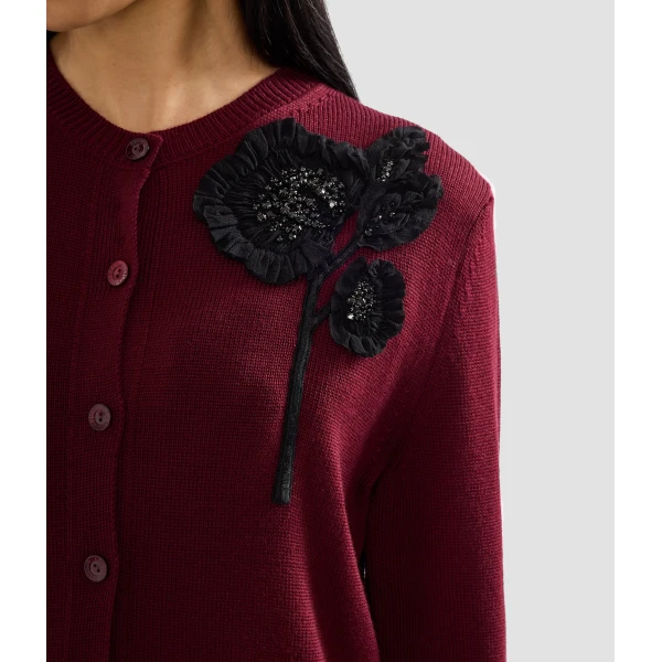 Erdem Embellished Merino Wool Cardigan, view 7