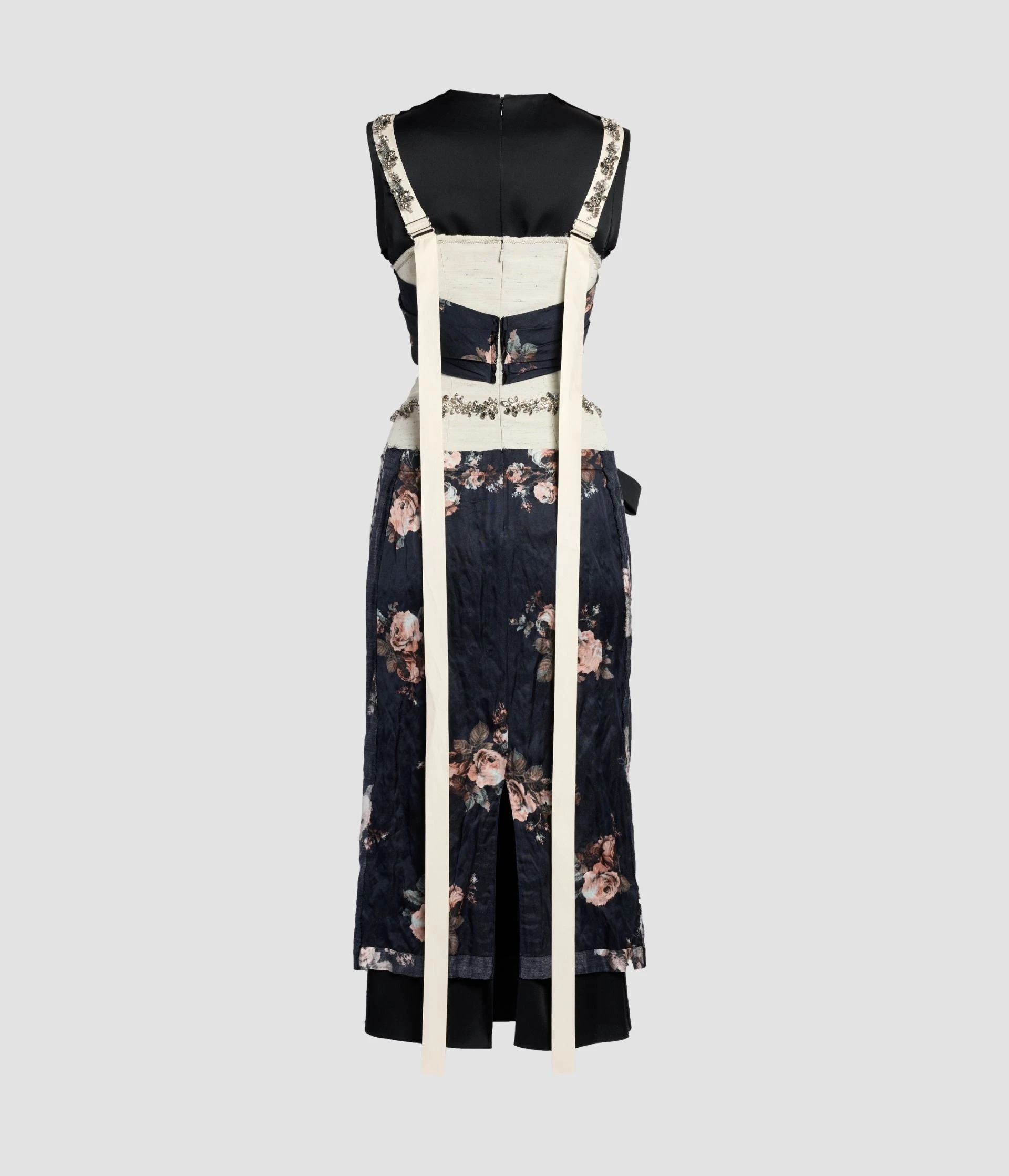 Embroidered Cady Sleeveless Midi Dress