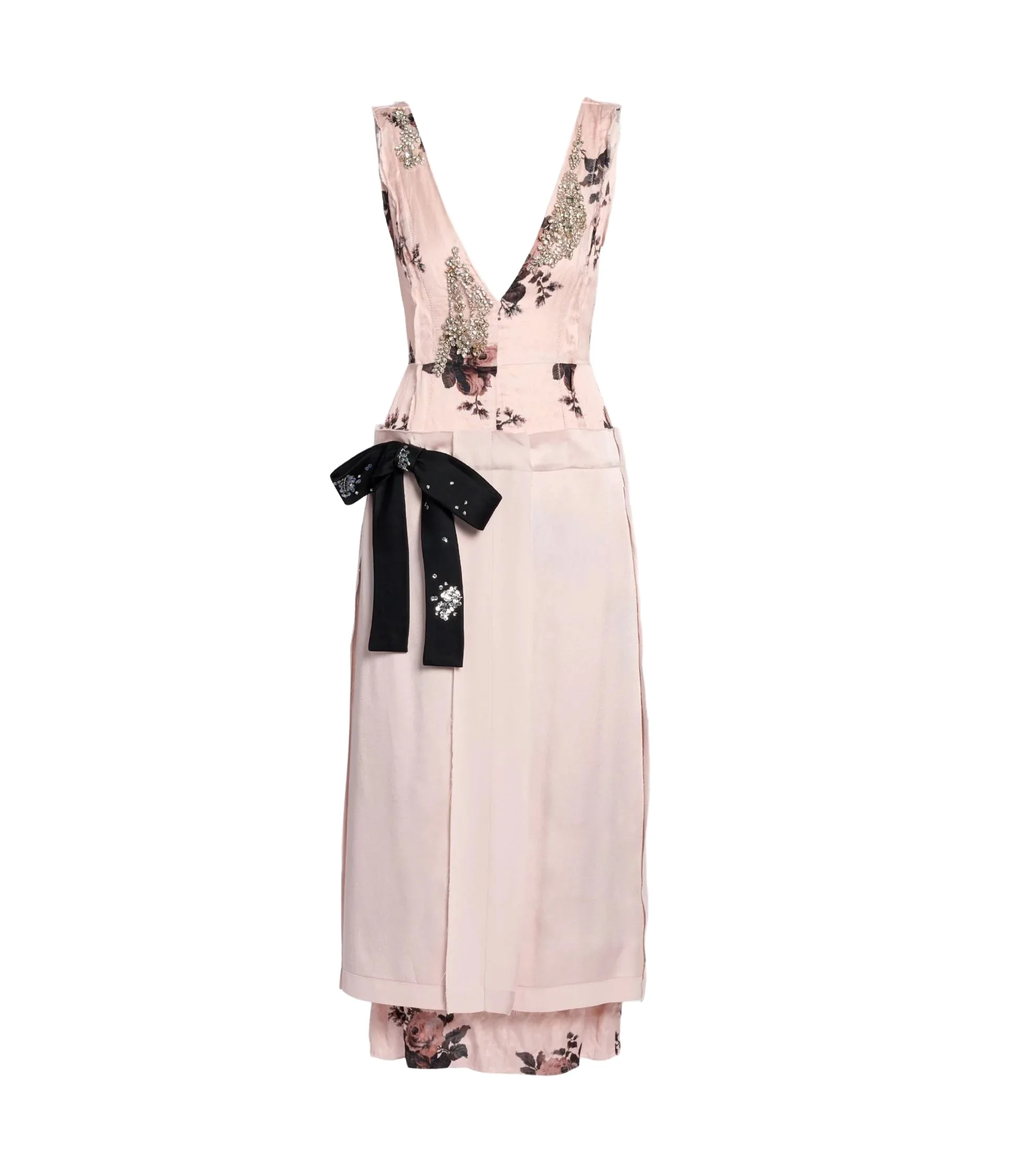 Embroidered Cady Sleeveless Midi Dress