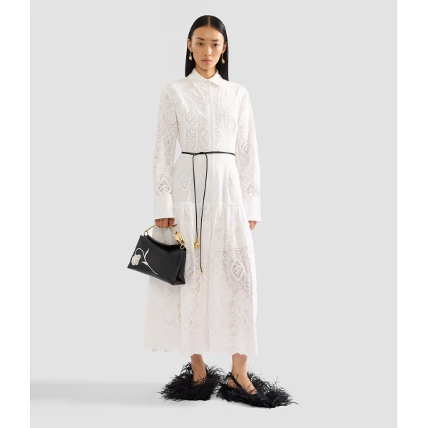 Erdem Embroidered Cotton Long Sleeve Shirt Dress, view 6