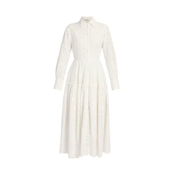 Erdem Embroidered Cotton Long Sleeve Shirt Dress