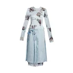 Erdem Embroidered Crushed Fluid Satin Long Sleeve Midi Dress