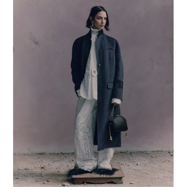 Erdem Embroidered Double Face Wool Tailored Coat, view 2